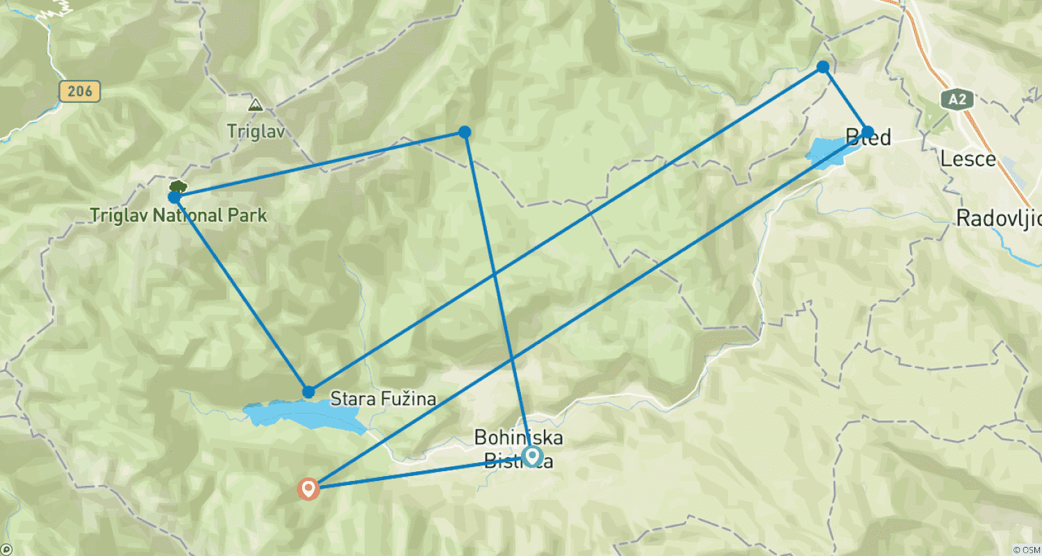 خريطة مسار Lake Bled and Lake Bohinj Self-Guided Walking