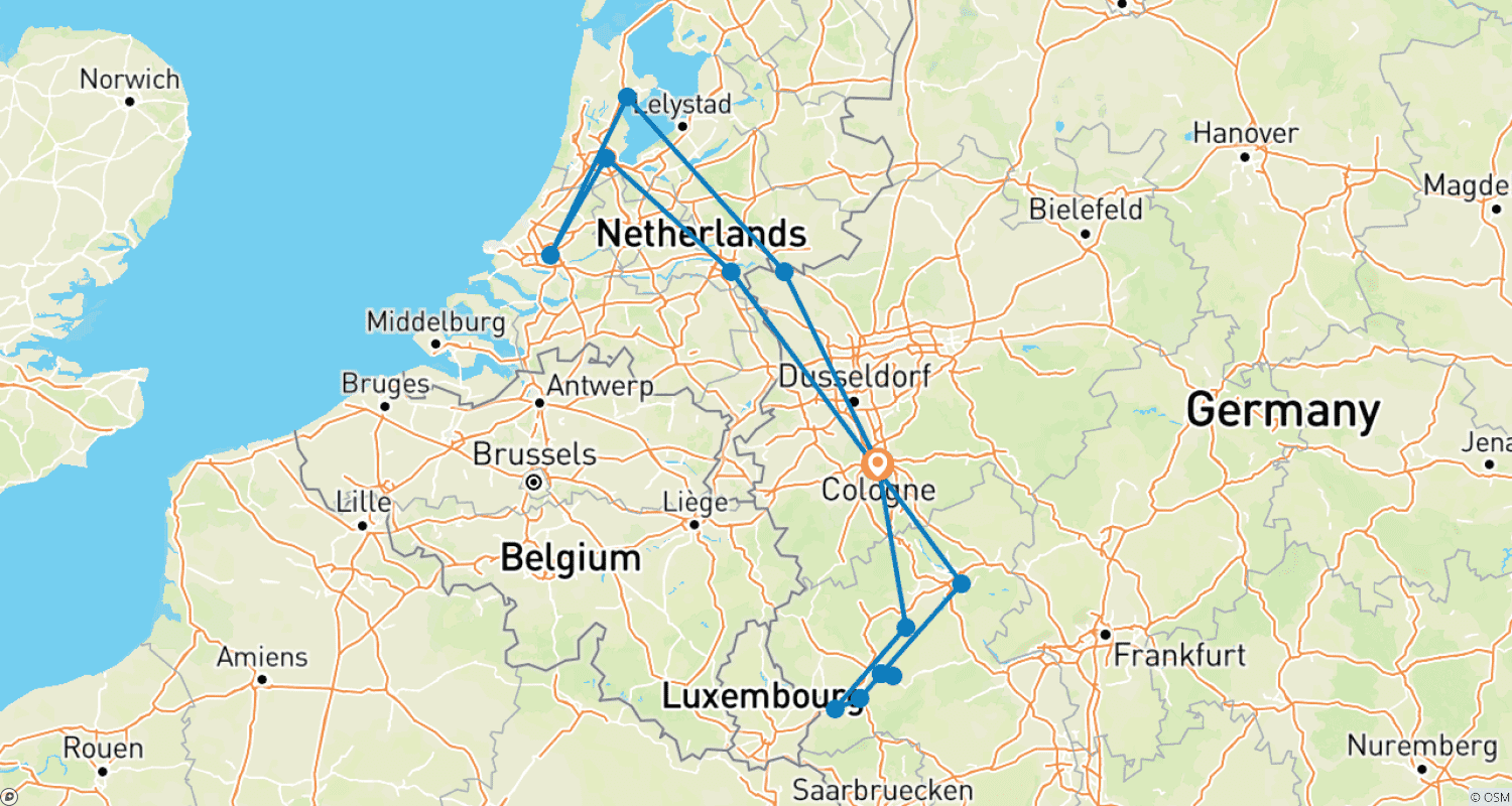 Mapa trasy: Northern Rhine & Moselle Experience 2027