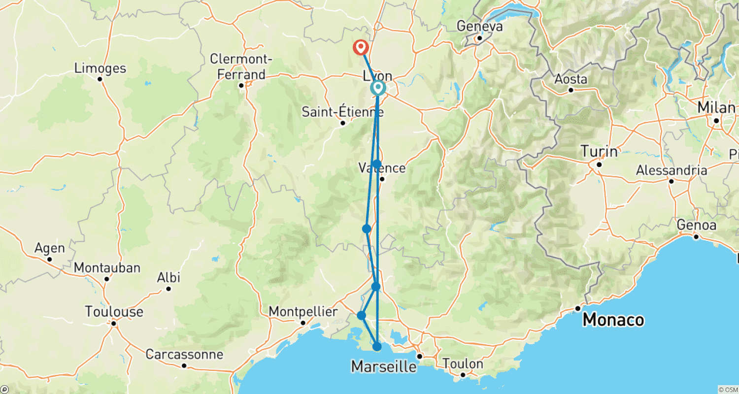 خريطة مسار مسار Rhône Méditerranée 2027 - A-ROSA LUNA