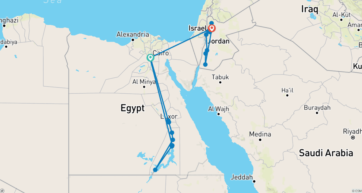 Mapa trasy: Premium Egipt i Jordania