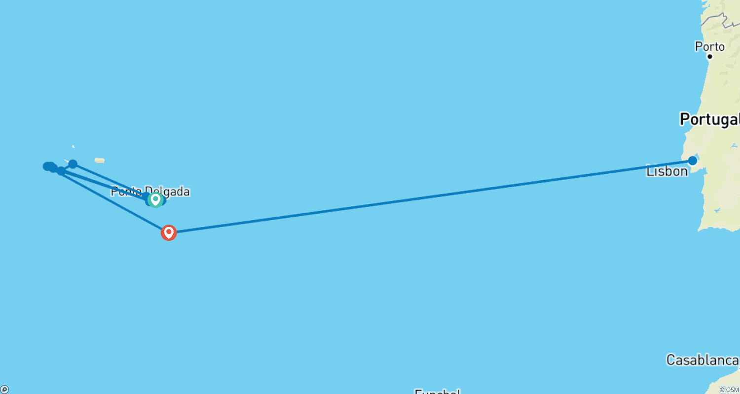 Island Hopping in the Azoresのルートマップ