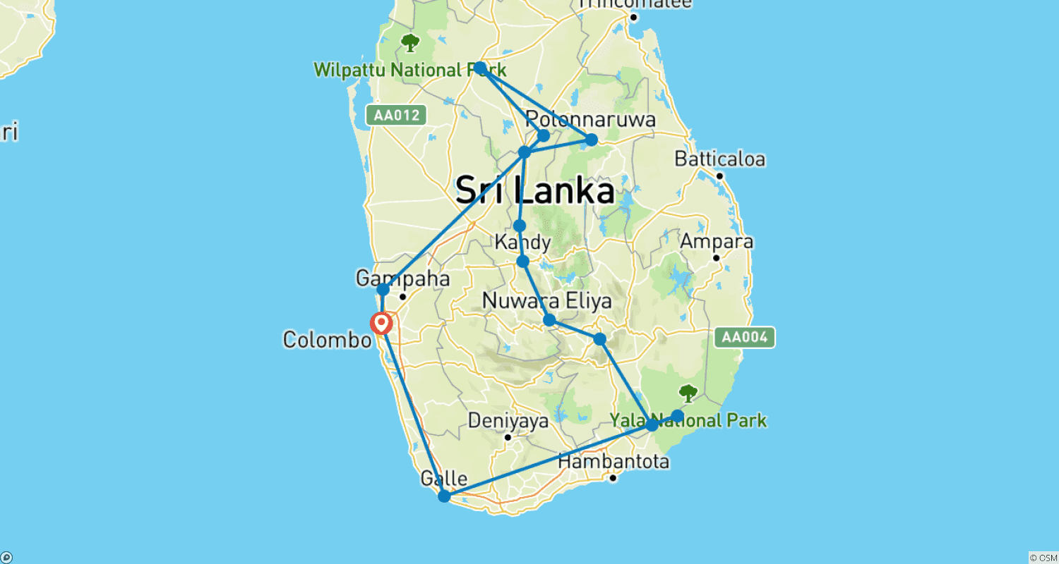 خريطة مسار Sri Lanka South Coast Tour