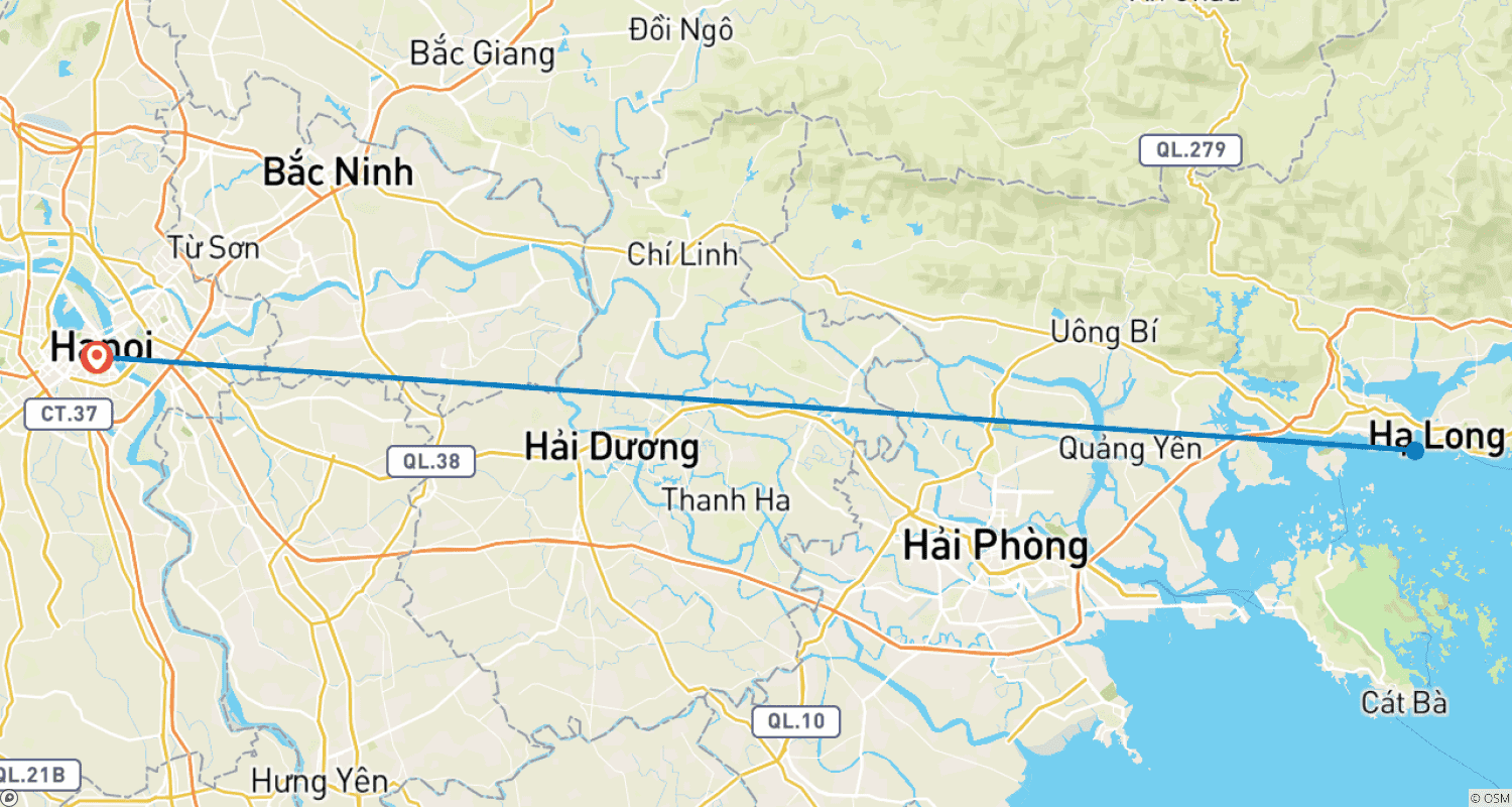 خريطة مسار Ha Long Bay Full Day Cruise, Cave, Kayaking, Swimming, Lunch, Bus