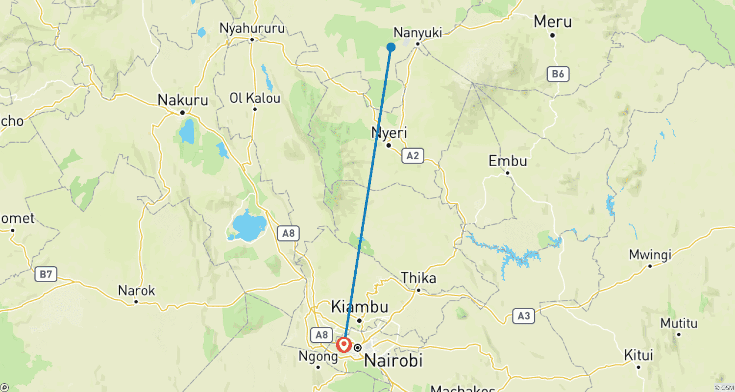 خريطة مسار 1-Day Ol Pejeta Conservancy Safari