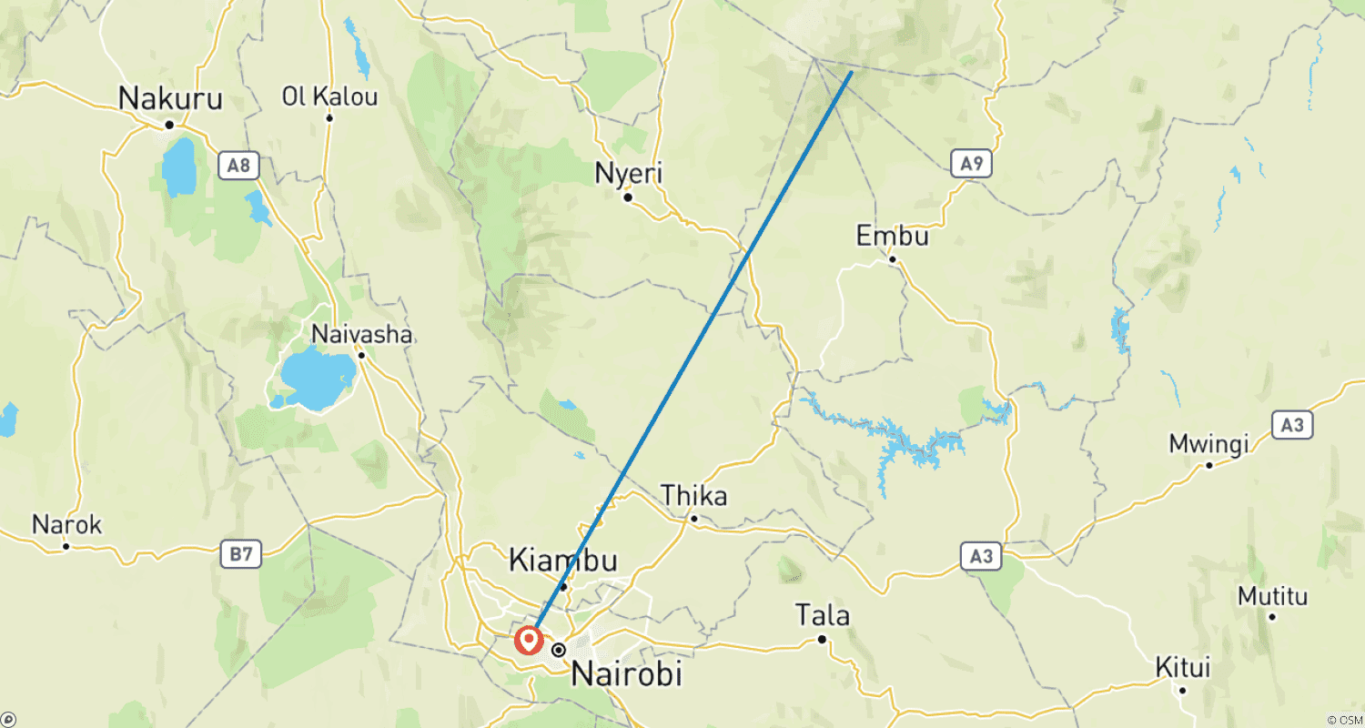 خريطة مسار 6 Days Mt Kenya Climbing Via Chogoria Sirimon Hike