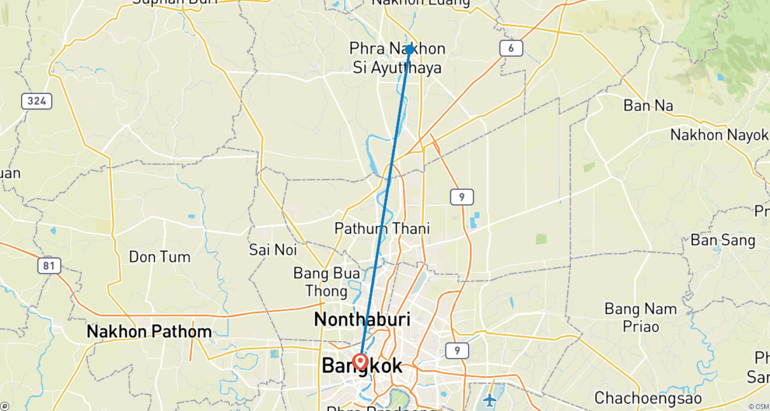 Mapa trasy: Odkryj Bangkok: 4 Dni, 3 Noce