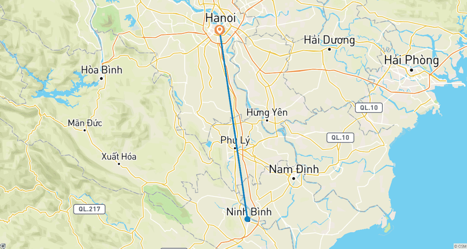 Mapa trasy: Odkryj piękno Ninh Binh „Halong na lądzie” | 2-dniowa przygoda