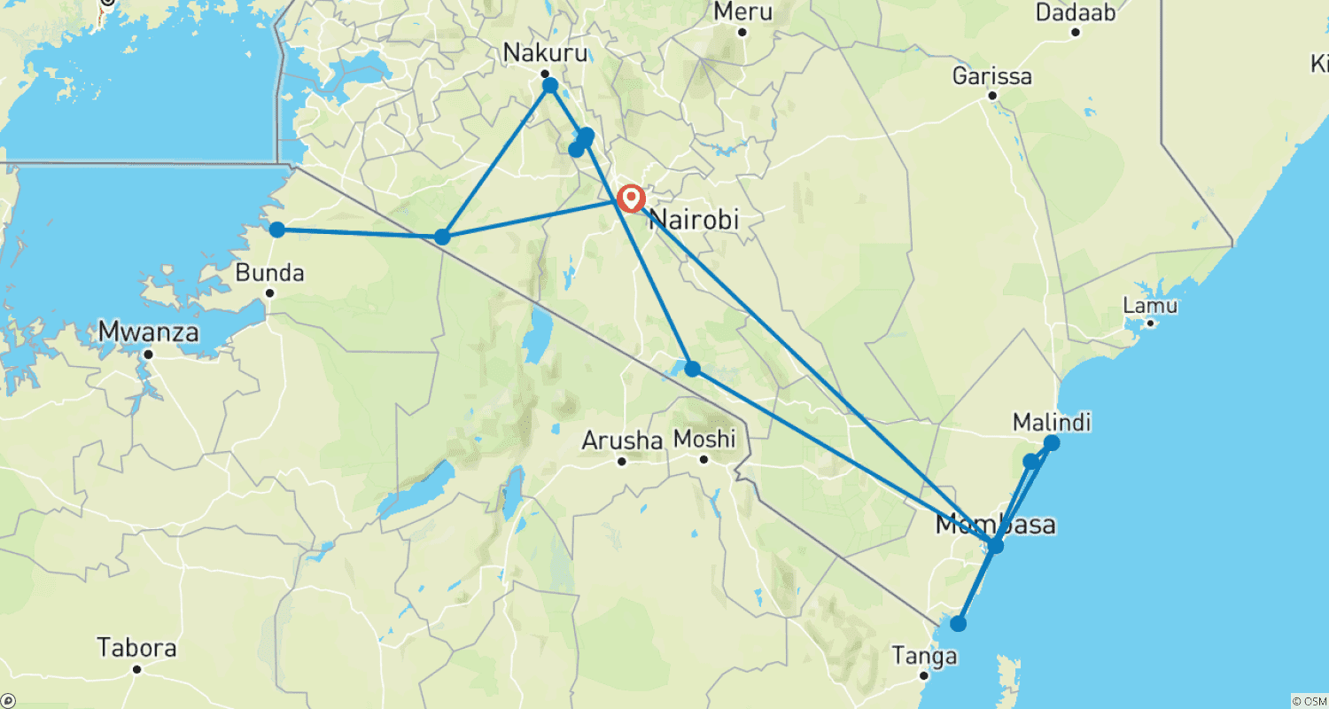 خريطة مسار 11 Day Luxury Group Joining Safari -Fixed Departure Dates