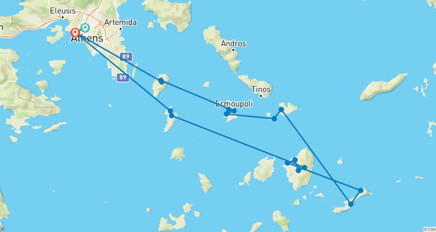 本物のギリシャ。北キクラデス諸島クルーズ 2025年のルートマップ