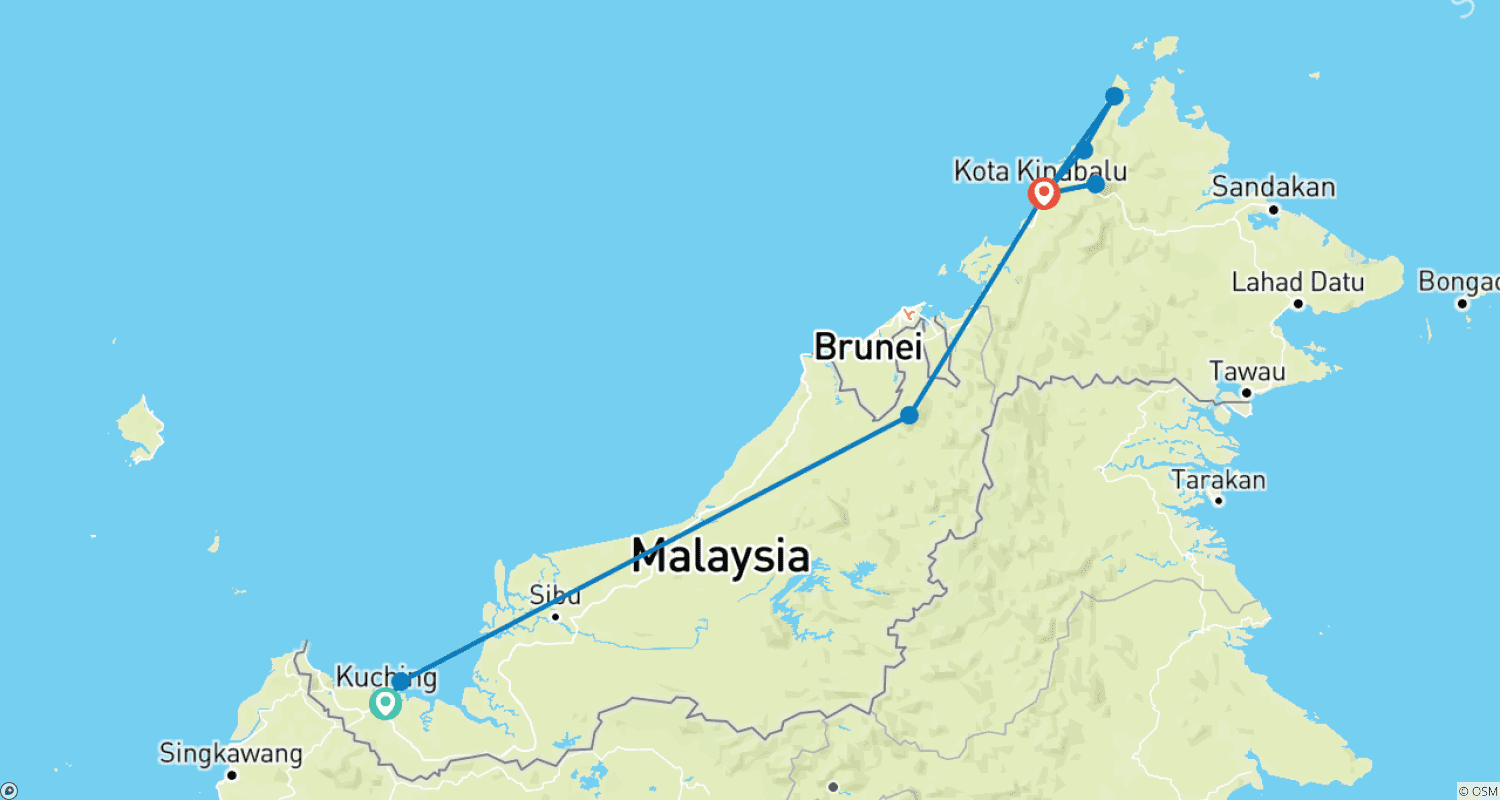 Mapa trasy: Urokliwe Borneo