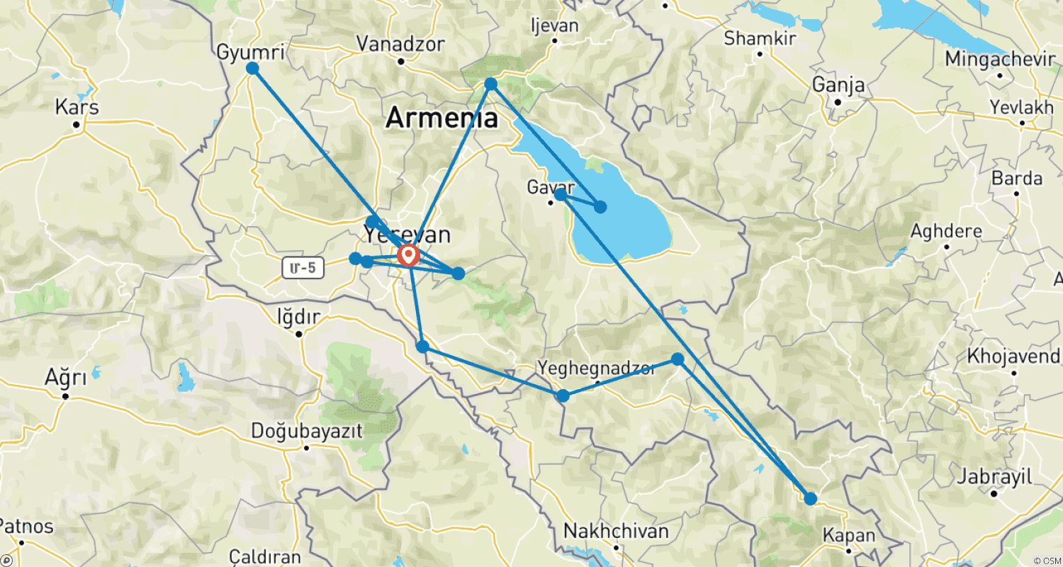Local Experiences in Armenia (Private Tour)のルートマップ