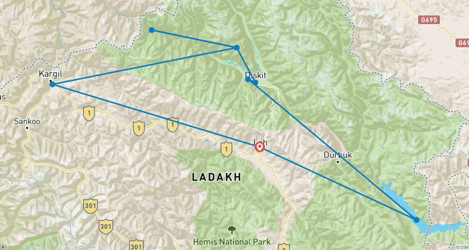 Mapa trasy: Ladakh In-Depth Tour Package