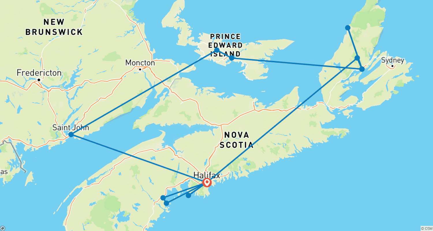 Cabot Trail(2026)を巡るカナダ・マリタイムズ&海岸の絶景のルートマップ