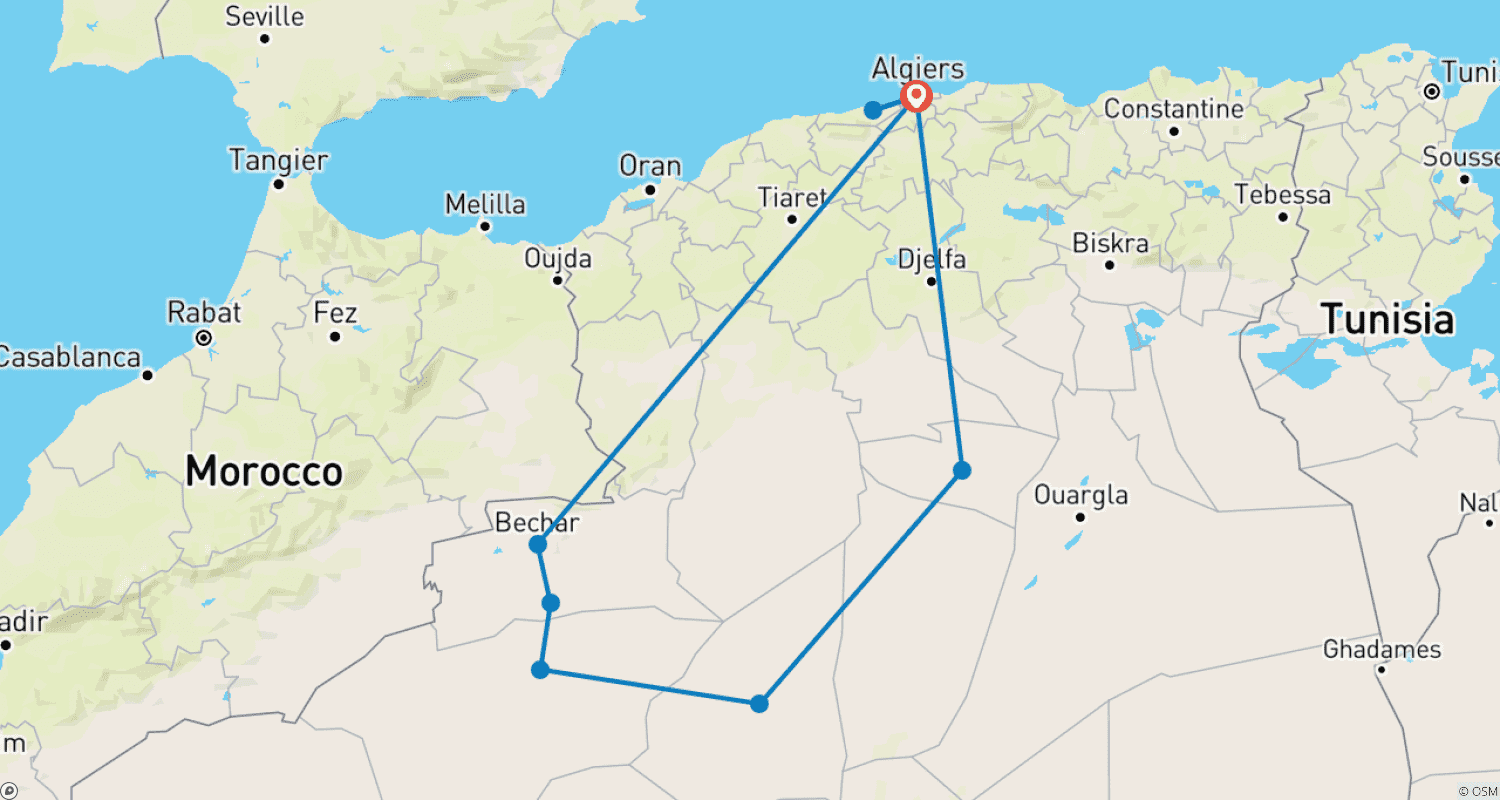 خريطة مسار Tailor-Made 11 Days Algeria Desert Trip, Daily Start & Private Guide