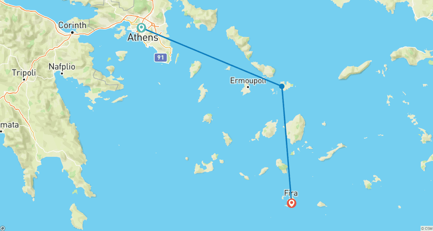 7日間 ギリシャの至宝のルートマップ