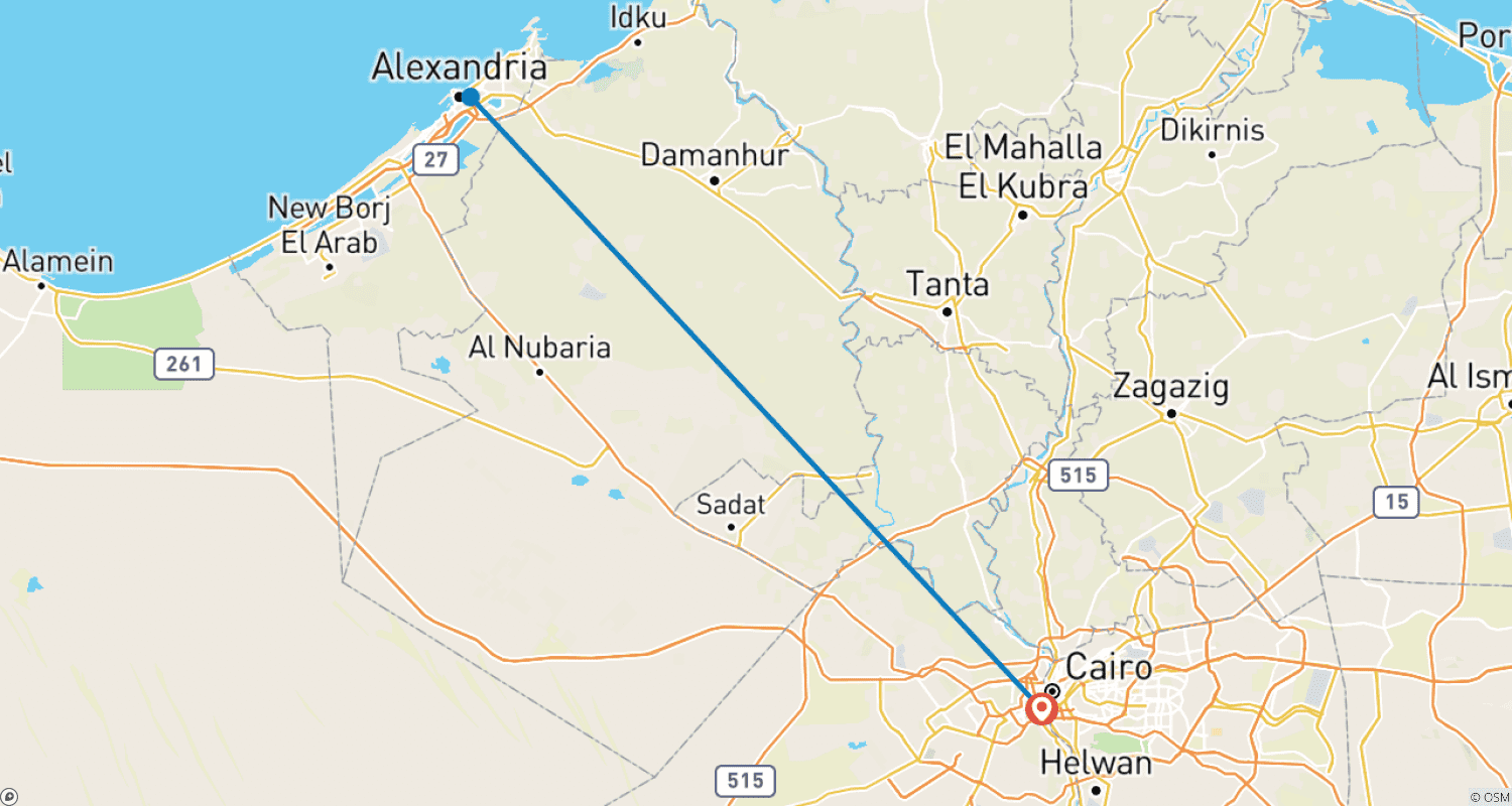 Mapa trasy: Wycieczka jednodniowa do Aleksandrii z Kairu