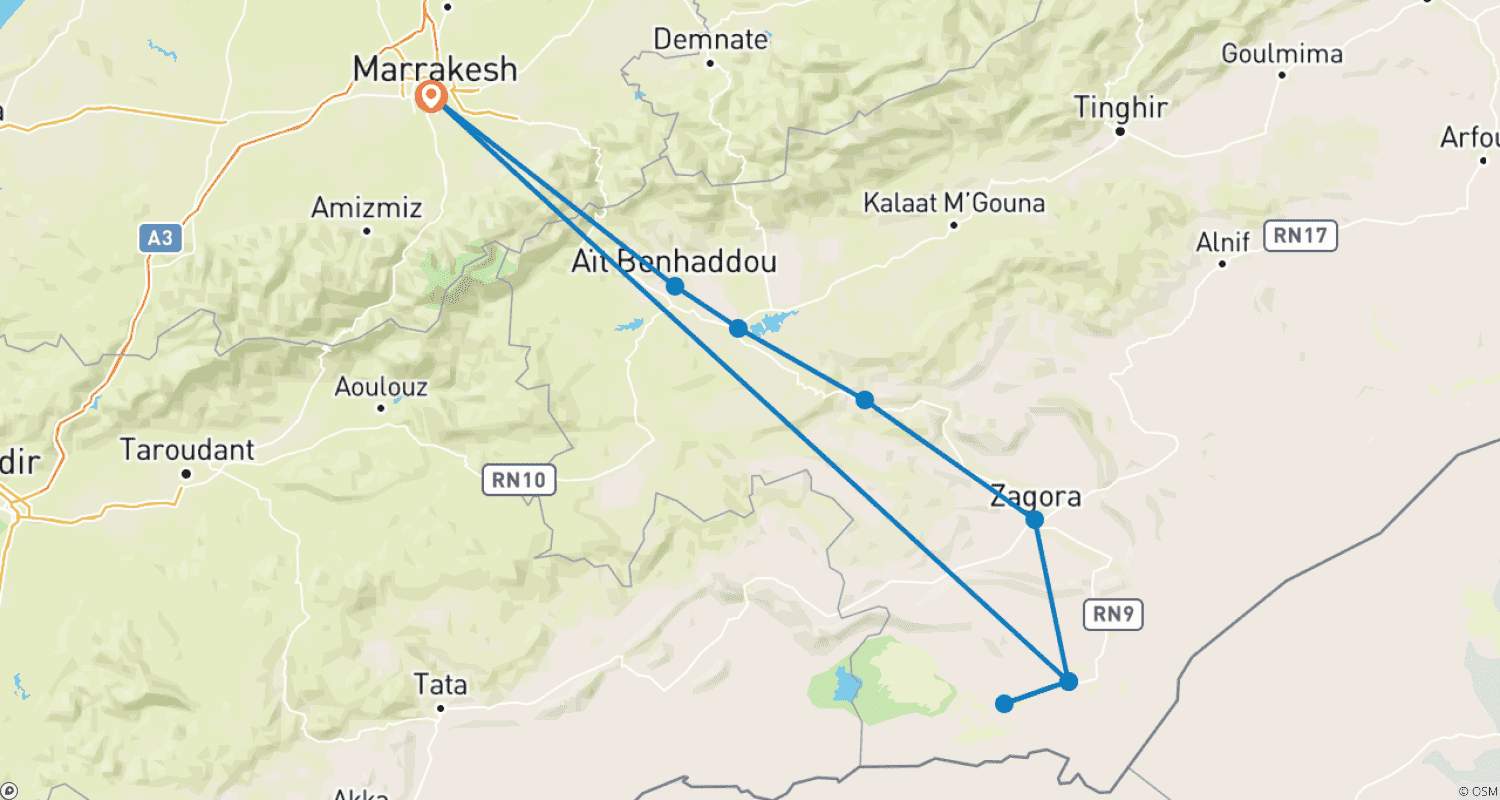 خريطة مسار Morocco Camel Desert Trek – On The Trail Of The Alchemist