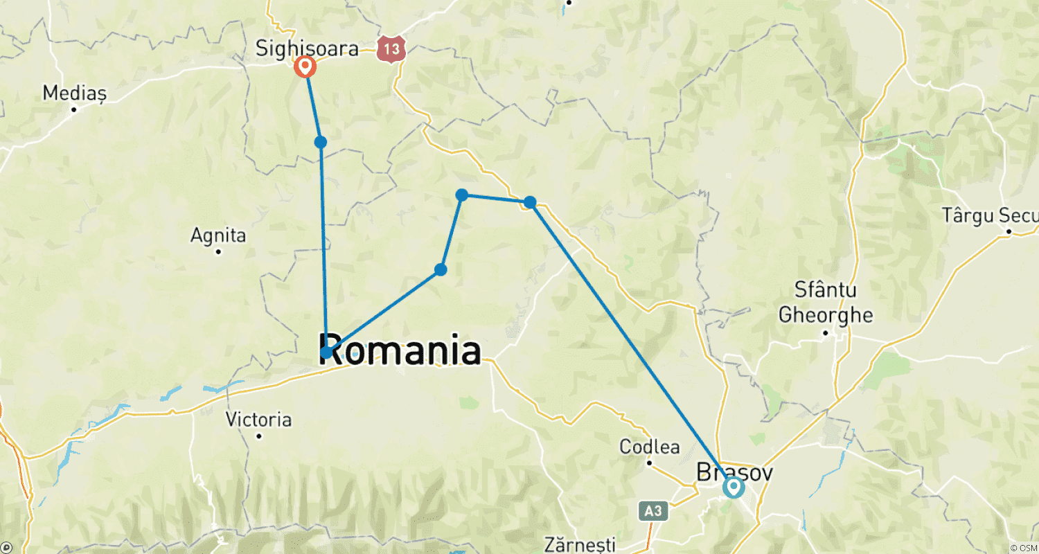 Mapa trasy: W sercu Transylwanii rowerem (samodzielna wyprawa)