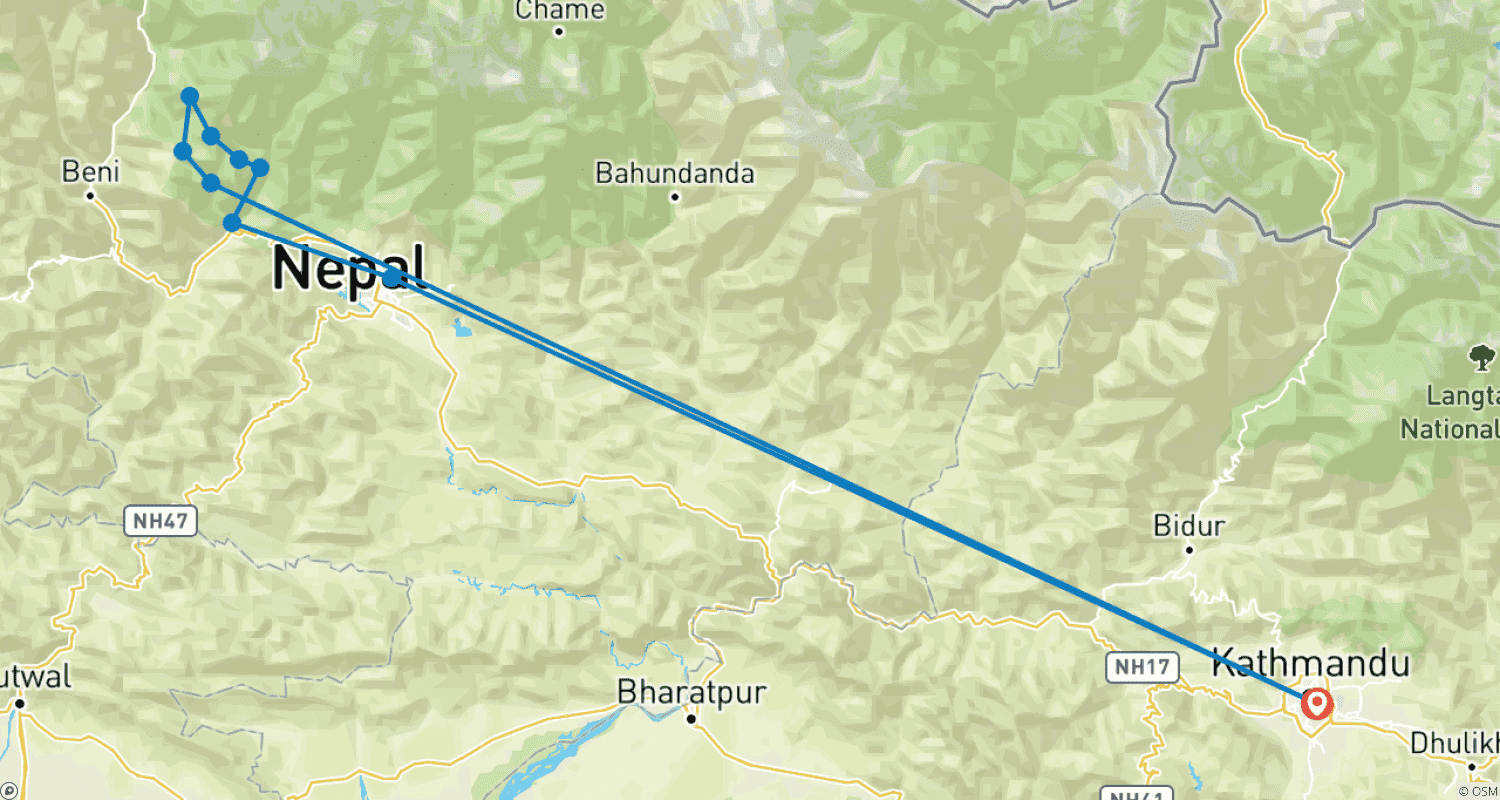 Mapa trasy: Khopra Ridge Trek