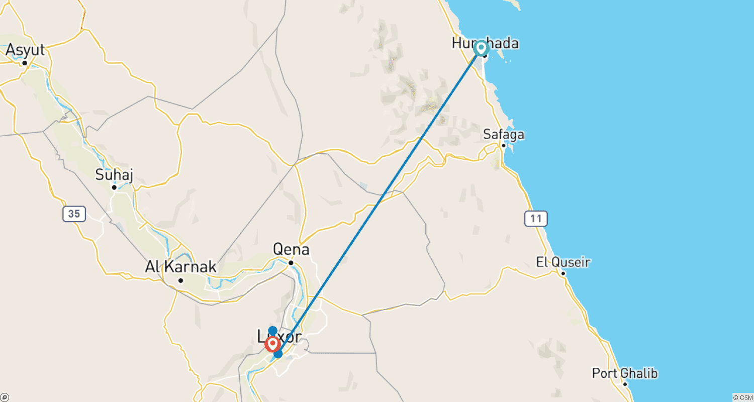 LUXOR FROM HURGHADA — A Journey Through Ancient Egypt’s Heartのルートマップ