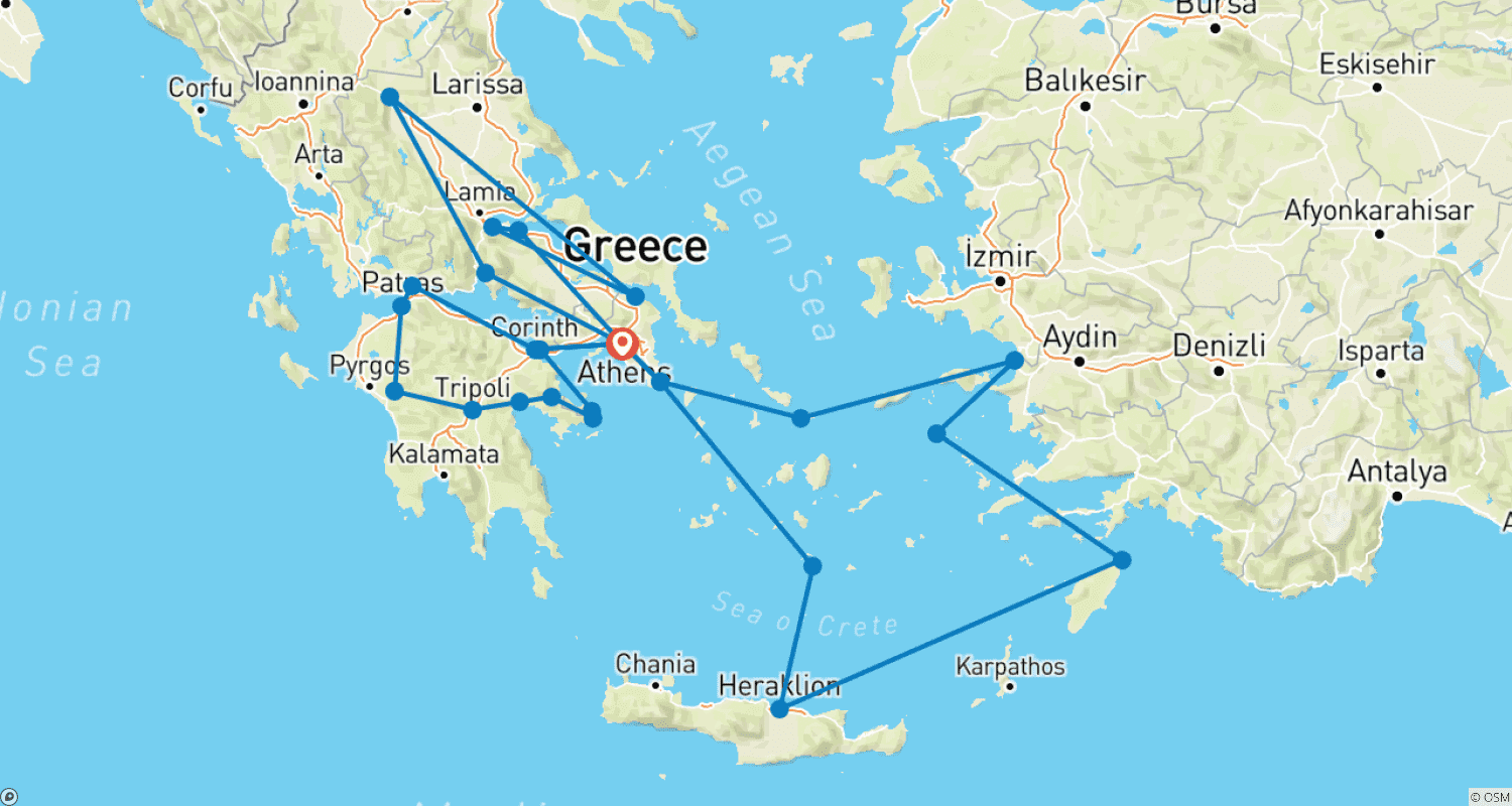 Mapa trasy: Kompletna Grecja i piękne Morze Egejskie Int