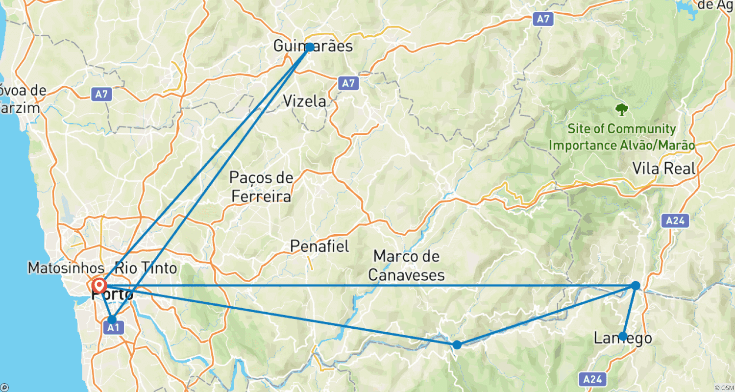 Mapa do percurso de Porto e o Vale do Douro (cruzeiro de porto a porto) - FERNAO DE MAGALHAES