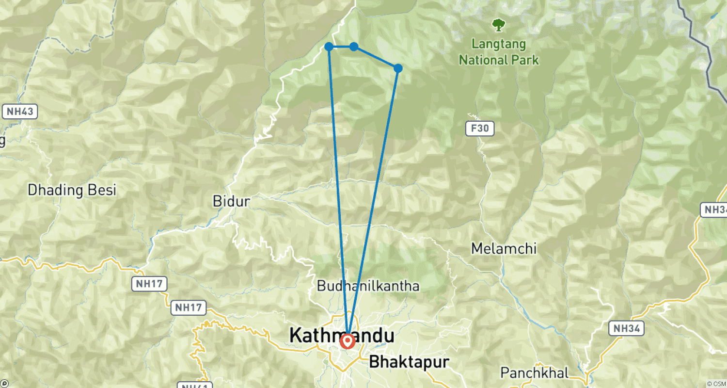 Mapa trasy: Gosaikunda Trek