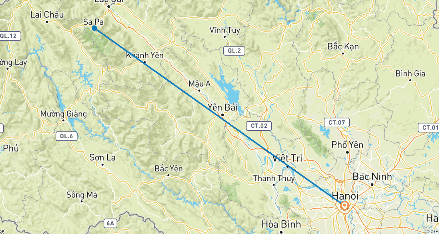 Mapa trasy: Cuda trekkingu w Wietnamie - 3 dni w sercu Sapy