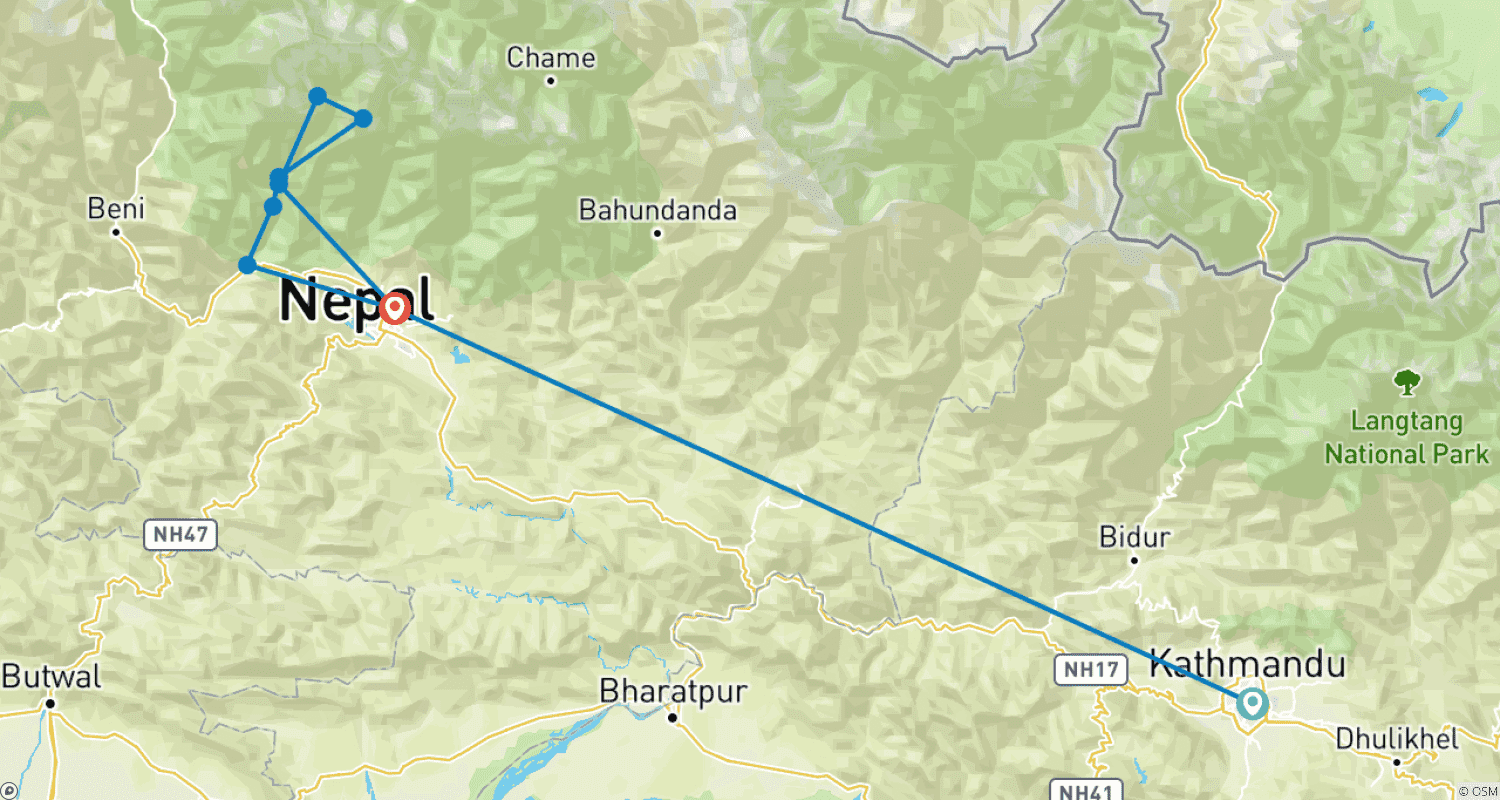 Mapa trasy: Annapurna Base Camp