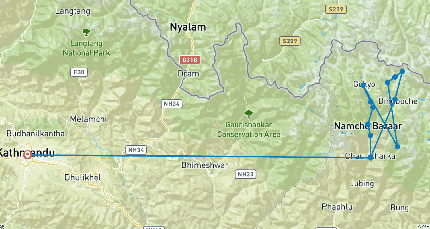 Mapa trasy: Everest BaseCamp / Gokyo i CholaPass
