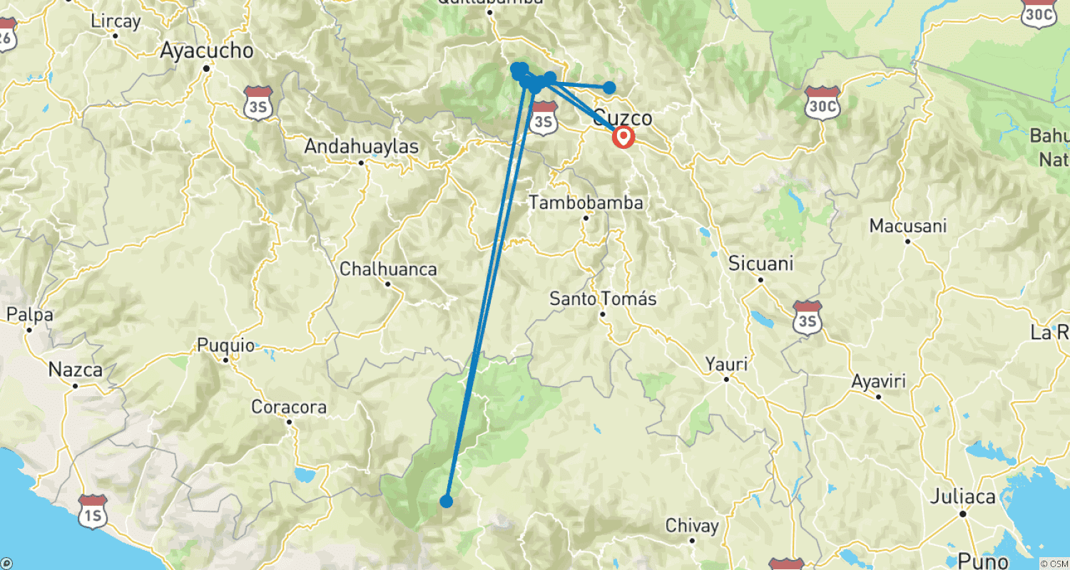خريطة مسار 4 Day Inca Trail To Machu Picchu - Private Service