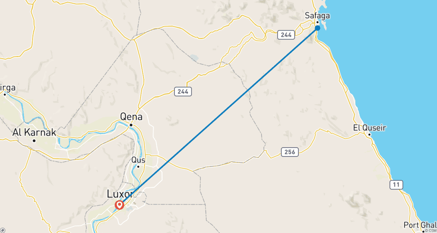 Mapa do percurso de Viagem de dia inteiro de Snorkeling no Mar Vermelho em Safaga a partir de Luxor