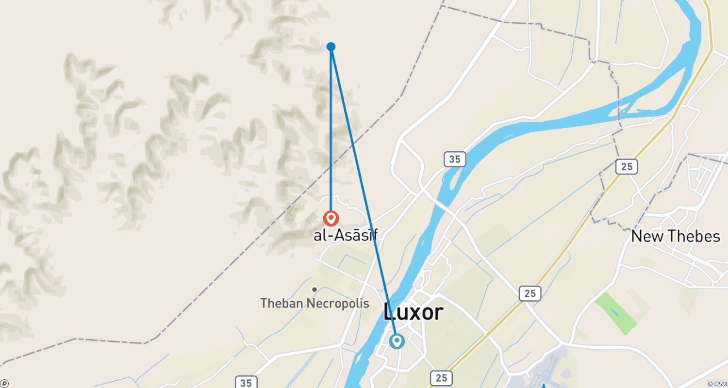 Mapa trasy: Najważniejsze atrakcje Luksoru: Odkryj majestatyczne brzegi wschodnie i zachodnie z obiadem i rejsem feluką