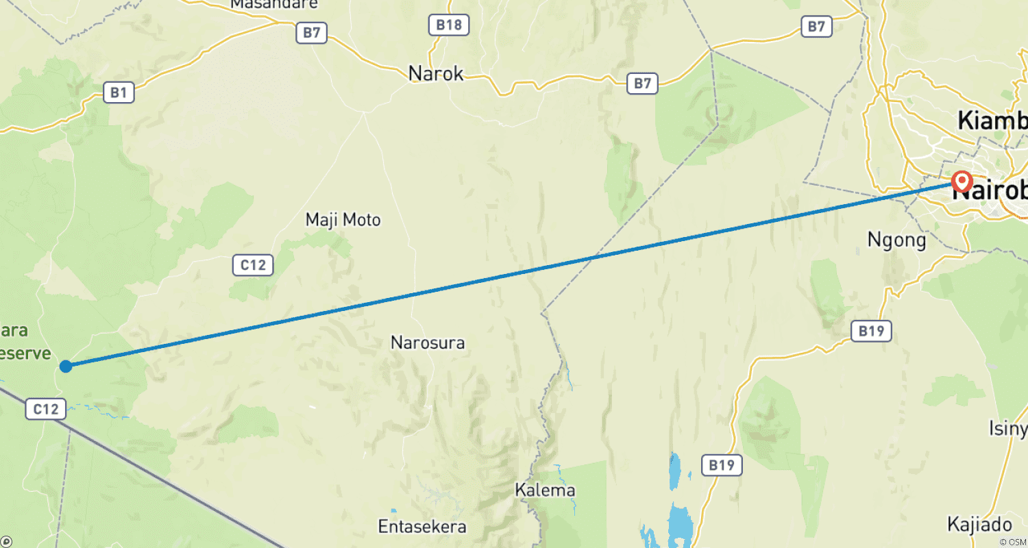 Mapa trasy: 3-dniowe grupowe safari w Kenii: Migracja Gnu w Masai Mara