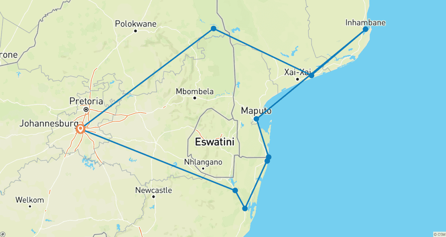 Mapa trasy: Miasto, ląd, morze - 15-dniowa podróż przygodowa