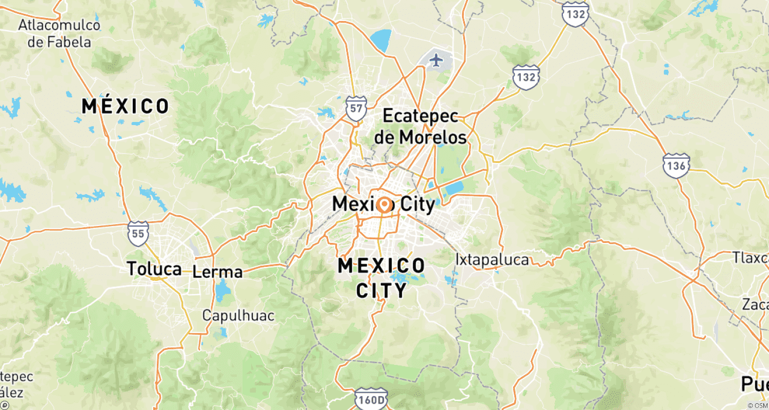 Mapa do percurso de México Urbano