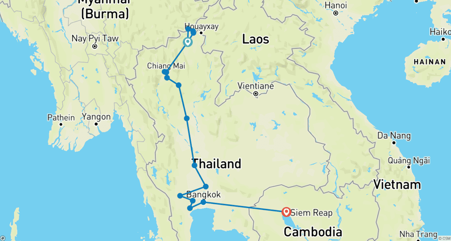 خريطة مسار Thailand Grand Tour & Cambodia Package, Small Group Tour (Other Languages)