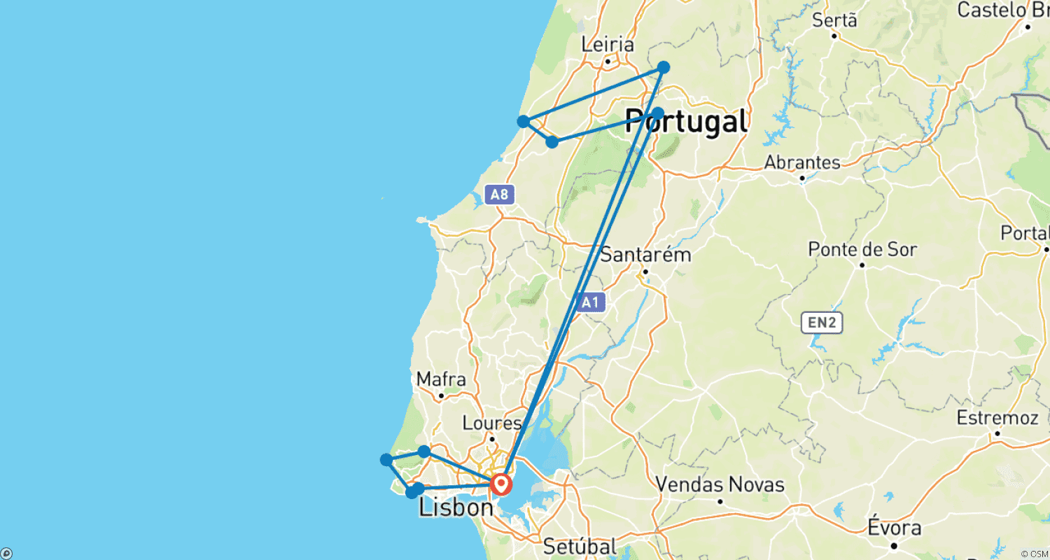 Mapa trasy: Heritage Cities And Fátima