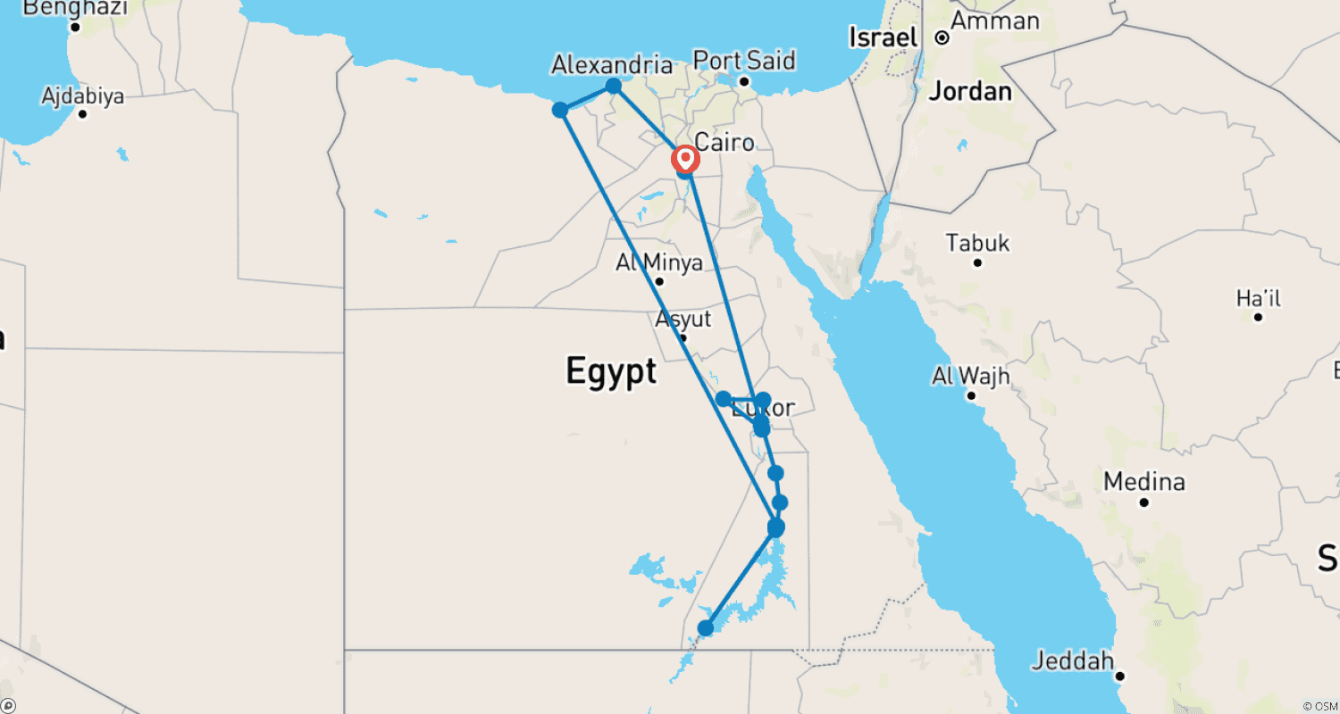 خريطة مسار Ancient Echoes and Egypt Treasures - Return Flight Included