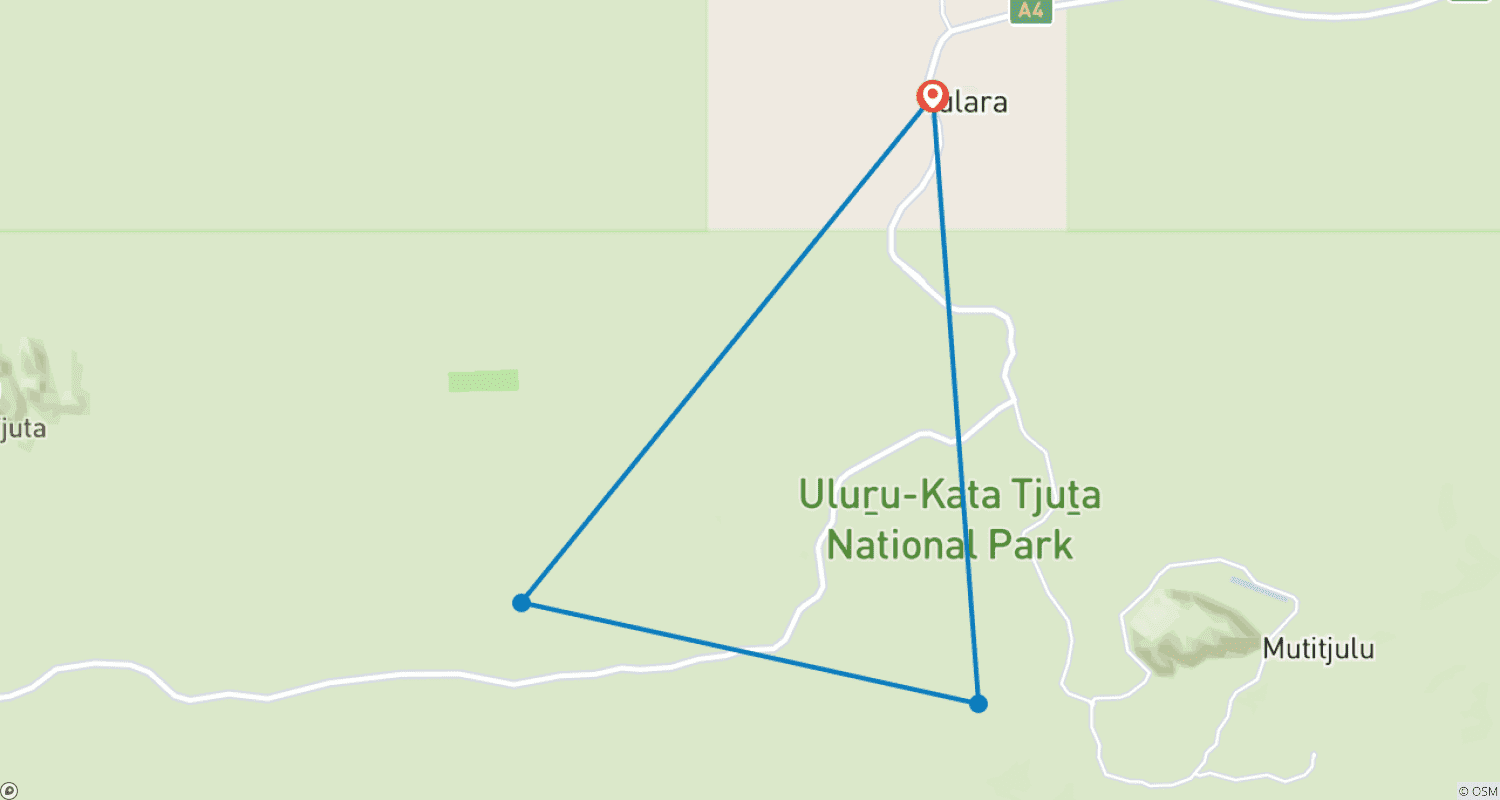 Mapa do percurso de Excursão de 2 Dias ao Uluru-Kata Tjuta - De Yulara a Yulara