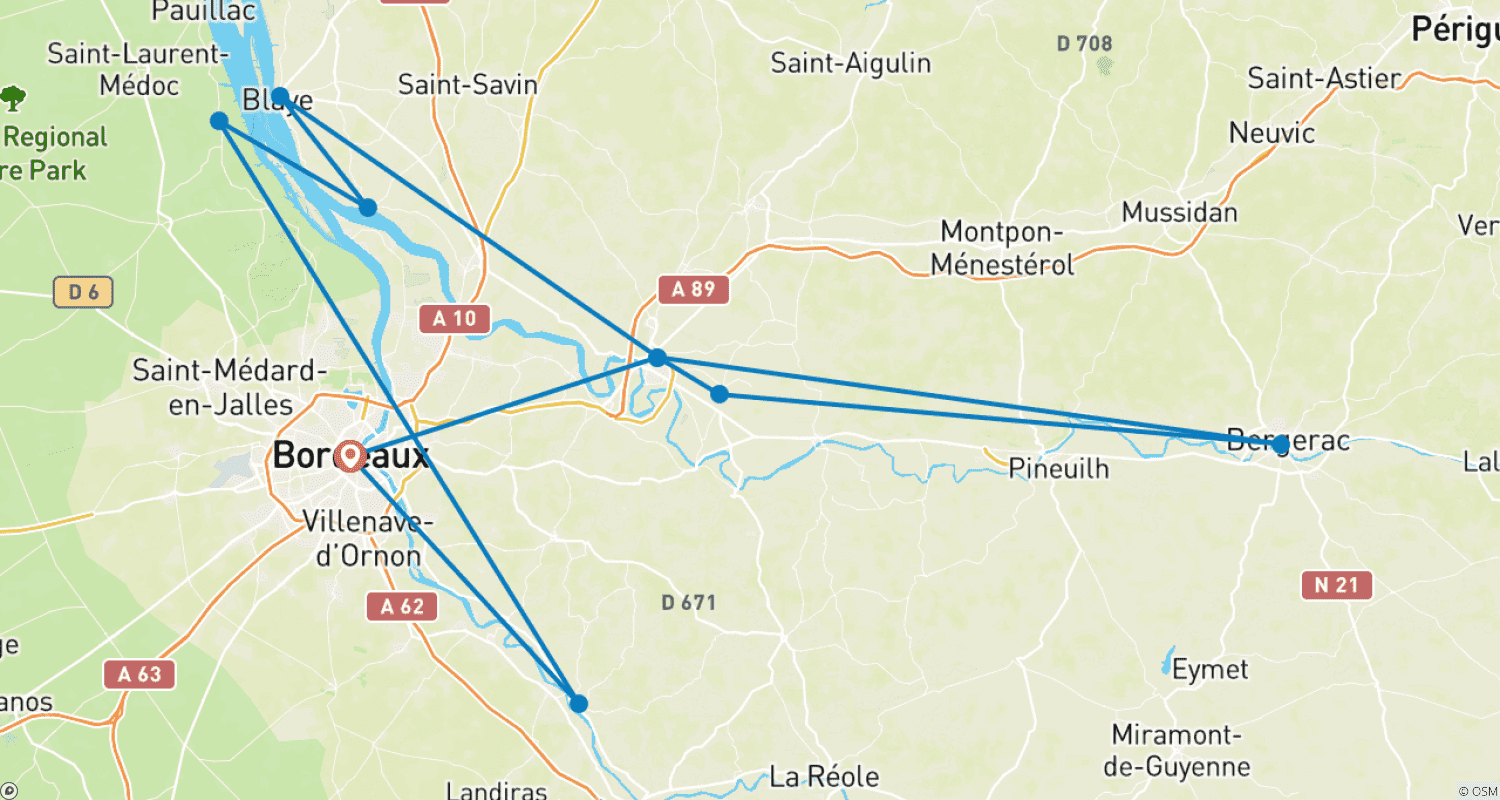 Mapa do percurso de Taste of Bordeaux 2026