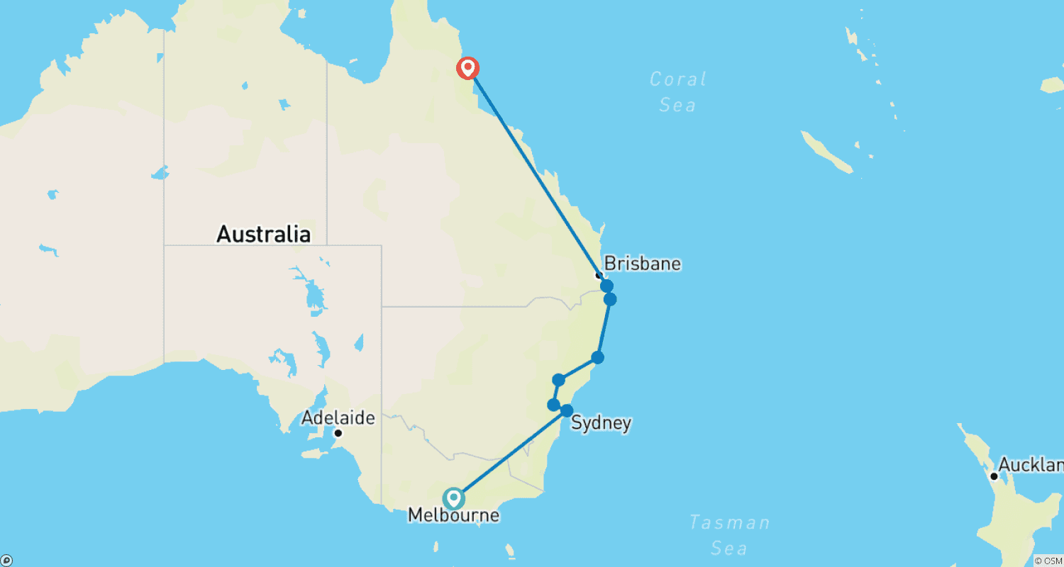 Mapa trasy: The Ultimate Australia Self-Drive Experience - Private