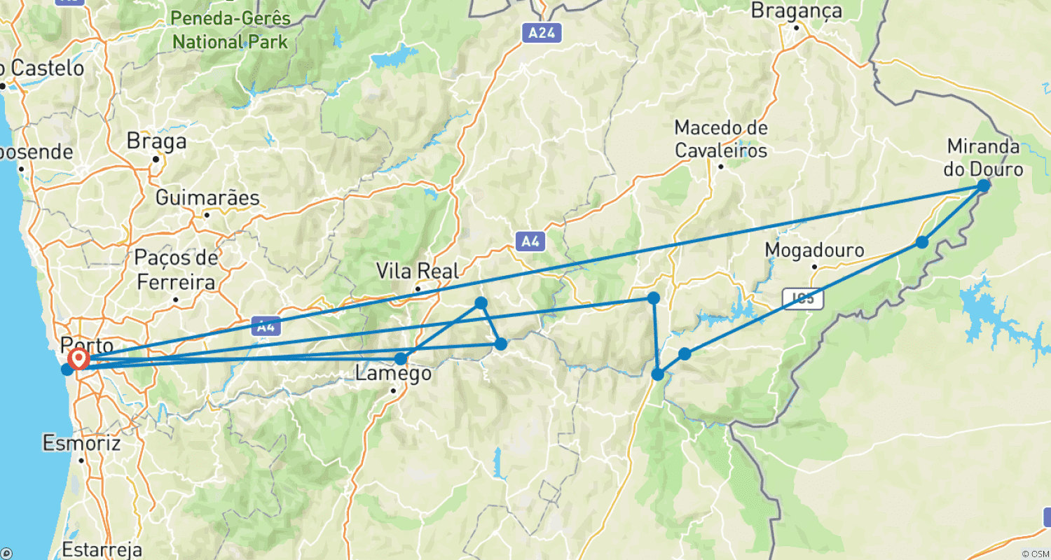 Mapa trasy: Douro Valley self-guided bike tour