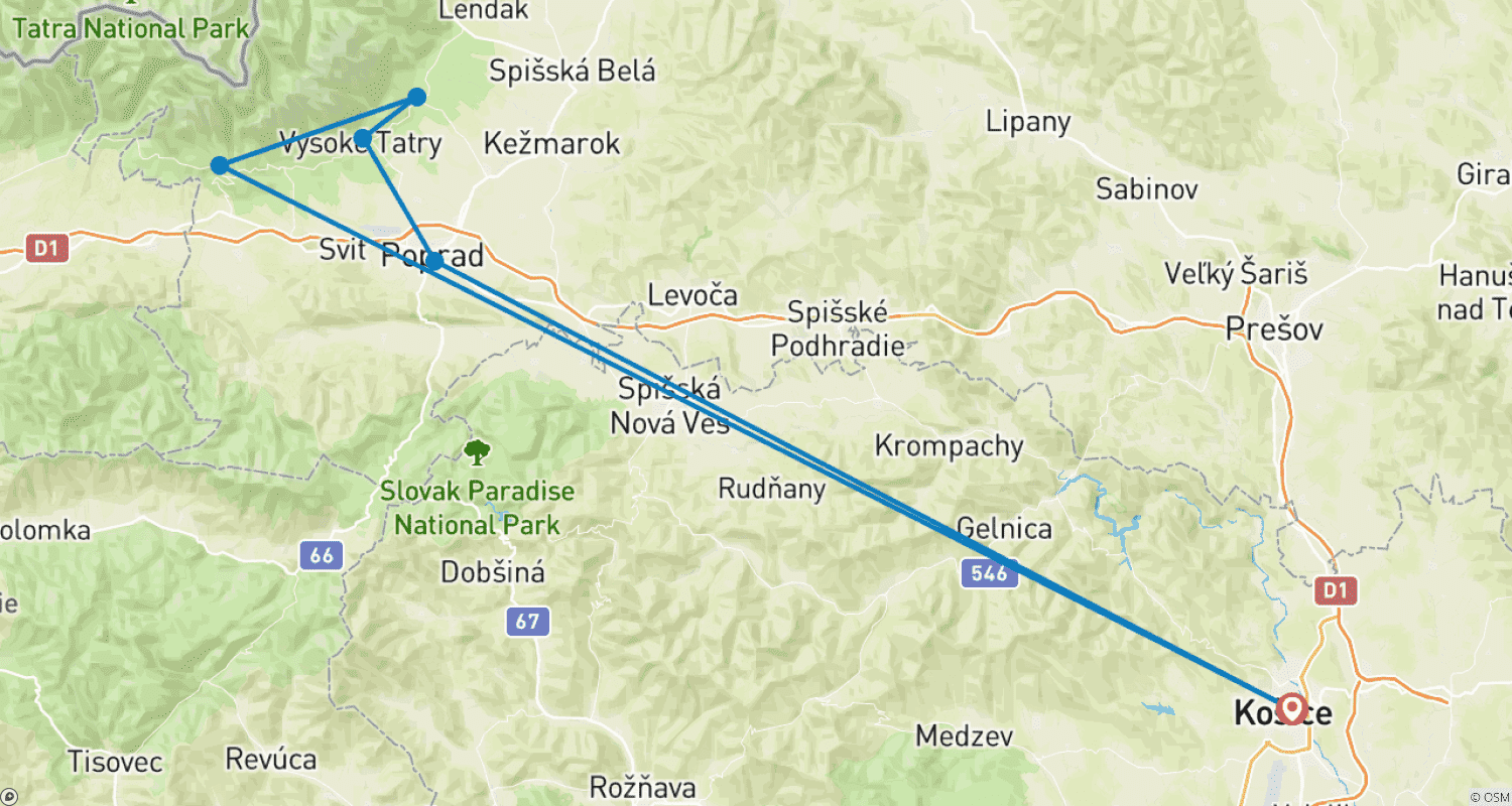 Mapa trasy: Bear watching hiking tour