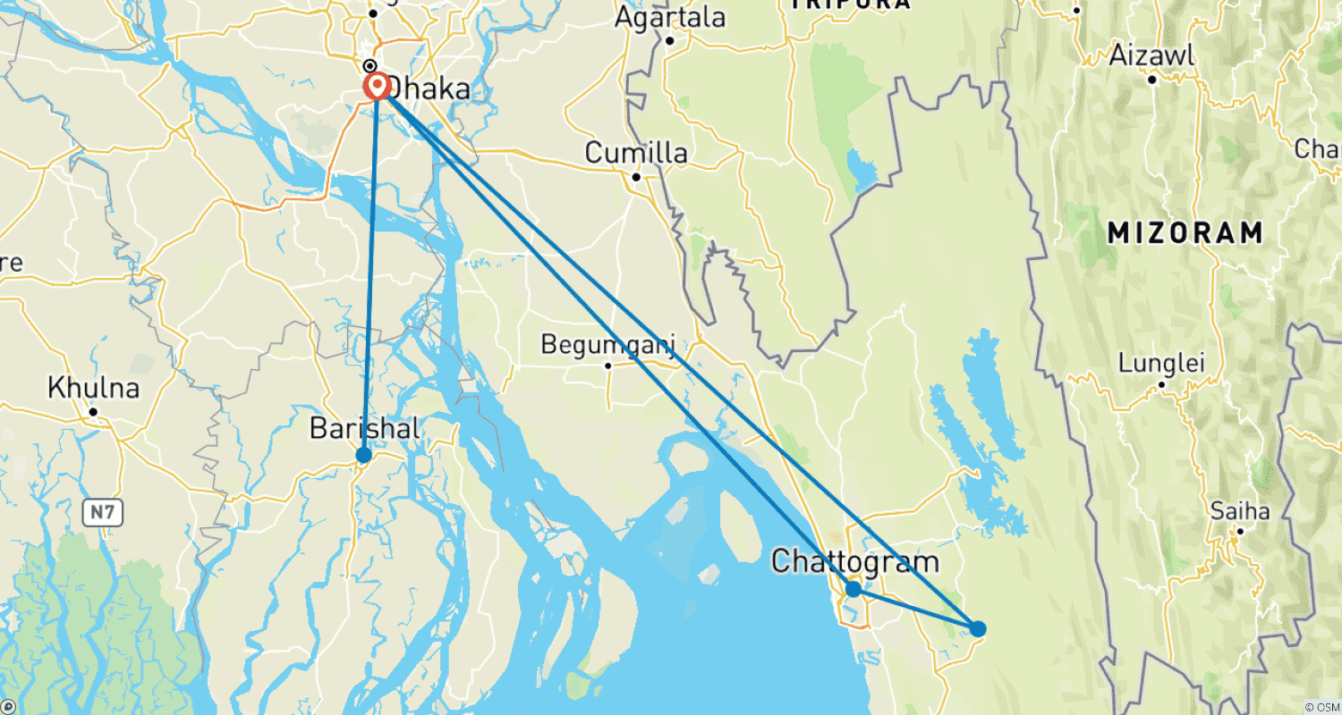 خريطة مسار Customized 10 Days Private Bangladesh Photography Trip, Exclusive Guide & Driver