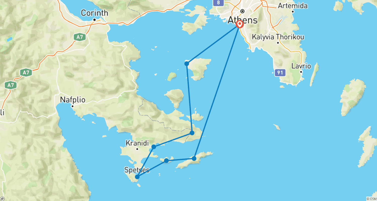 Mapa do percurso de Med Sailing in Greece - Athens