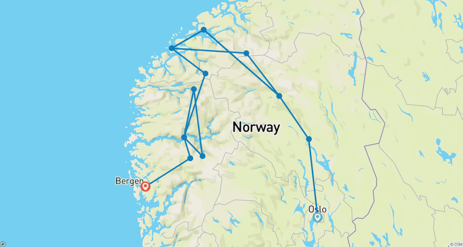 خريطة مسار Discover Norway