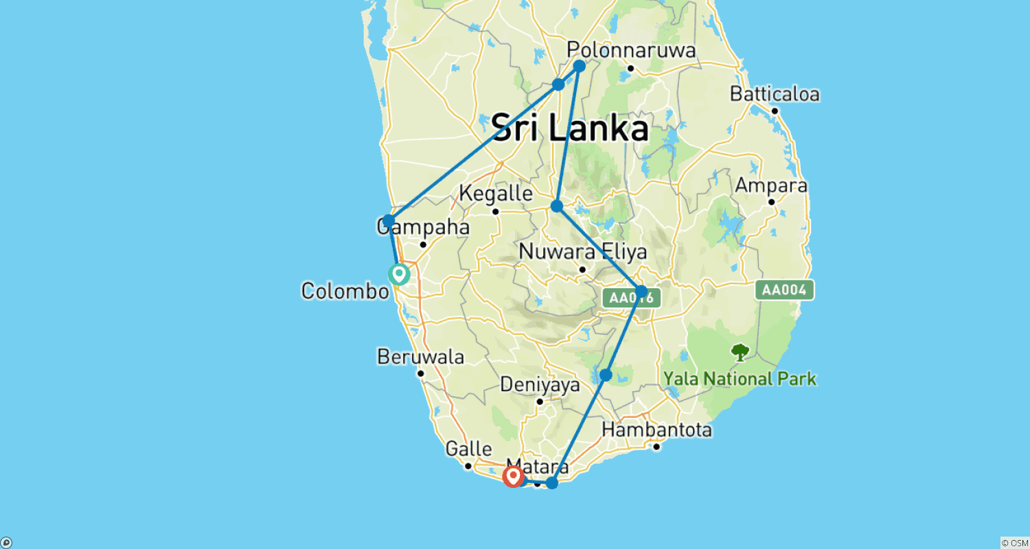 Mapa trasy: Fantastyczna Sri Lanka