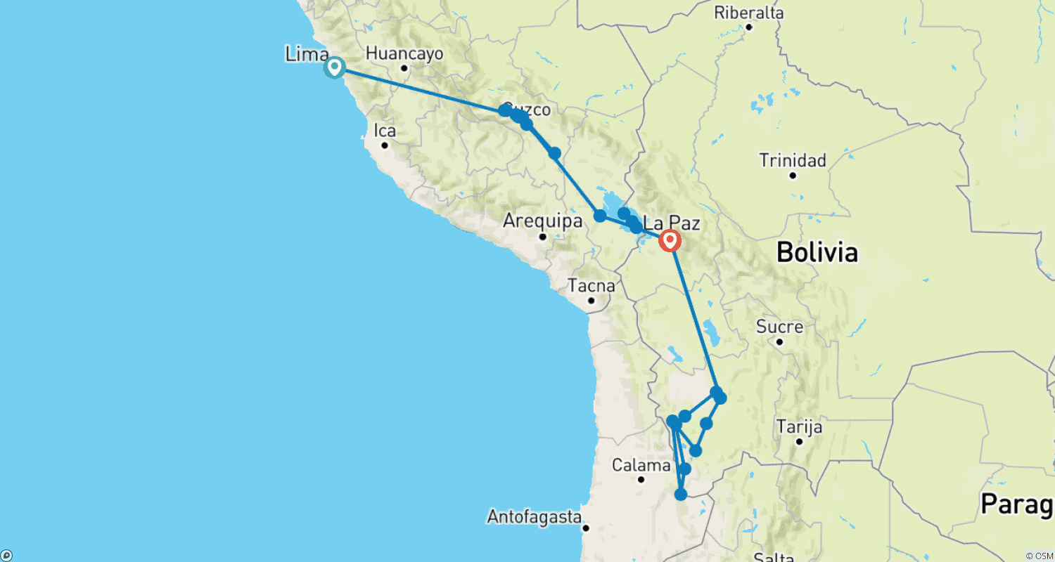 Mapa trasy: Peru i Boliwia
