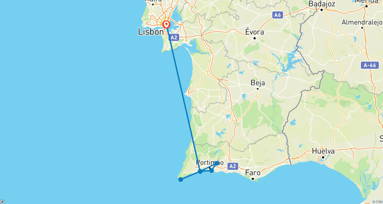 Mapa trasy: Algarve
